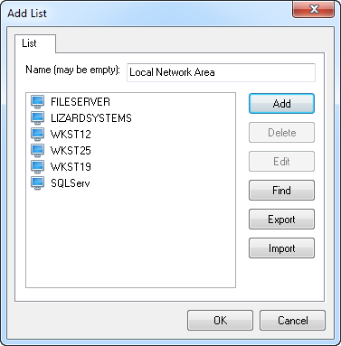 Dialog box: Add New Address - Address List