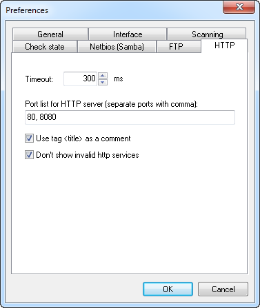 Network Scanner - Preferences - HTTP
