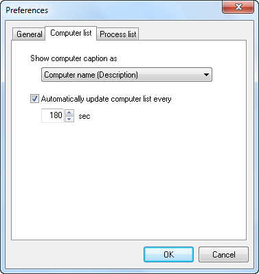 Remote Process Explorer - Preferences - Computer list
