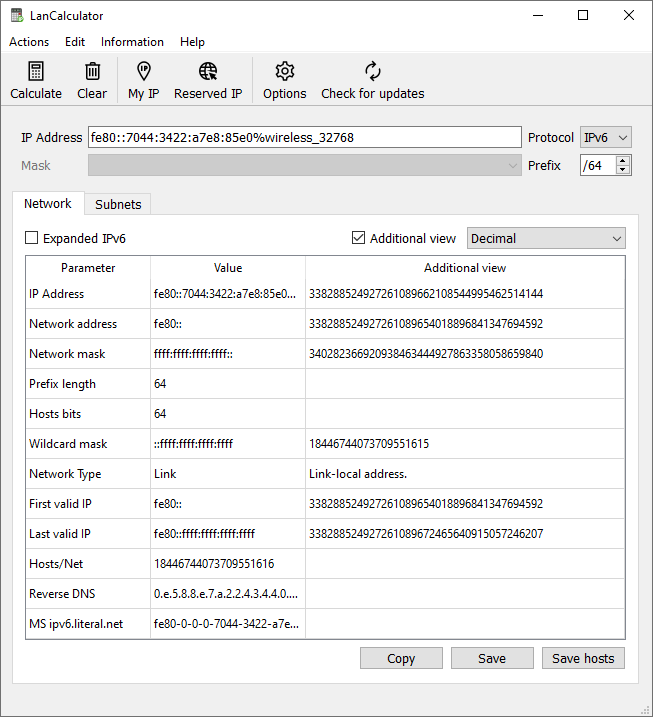 IPv6 decimal