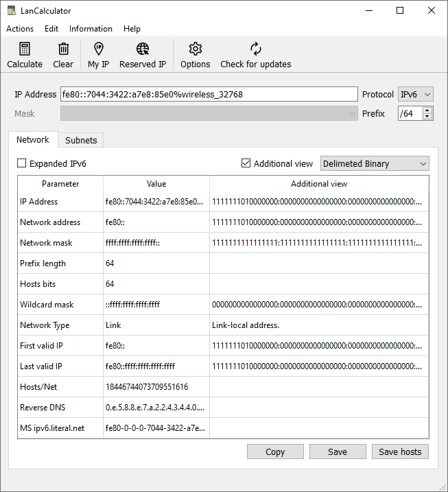 IPv6 delimeted binary