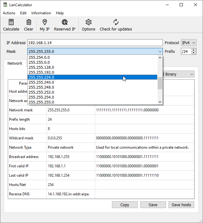 Change Ipv4 mask