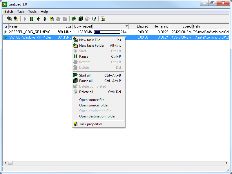 Popup menu