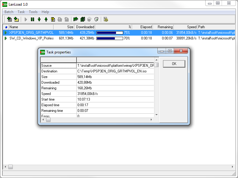 Task properties