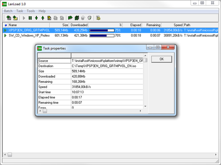 Task properties