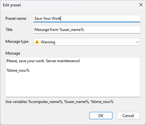Message Presets