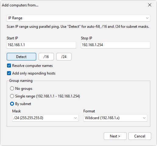 Add computers from a source
