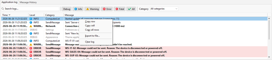 Application log