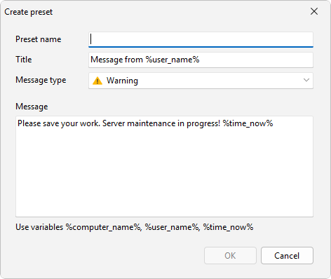 Create a preset