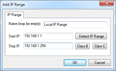 Dialog box: Add New Address - IP Range