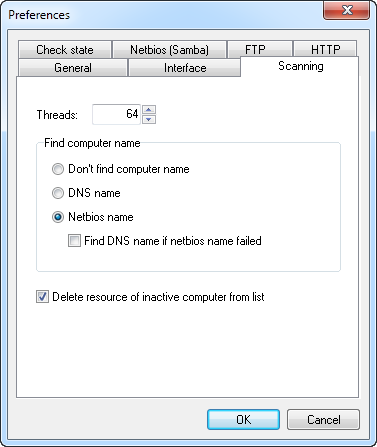 Network Scanner - Preferences - Scanning