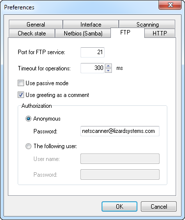 Network Scanner - Preferences - FTP