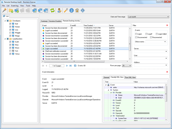Remote Desktop Activity - Friendly XML View
