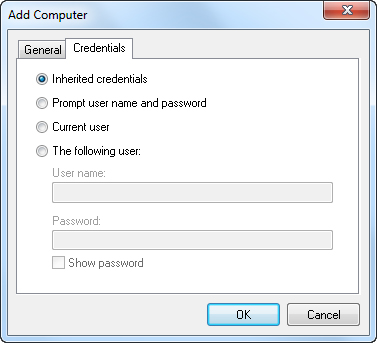 Add Computer - Credentials