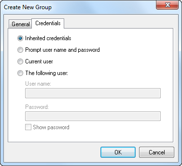 Add New Group - Credentials