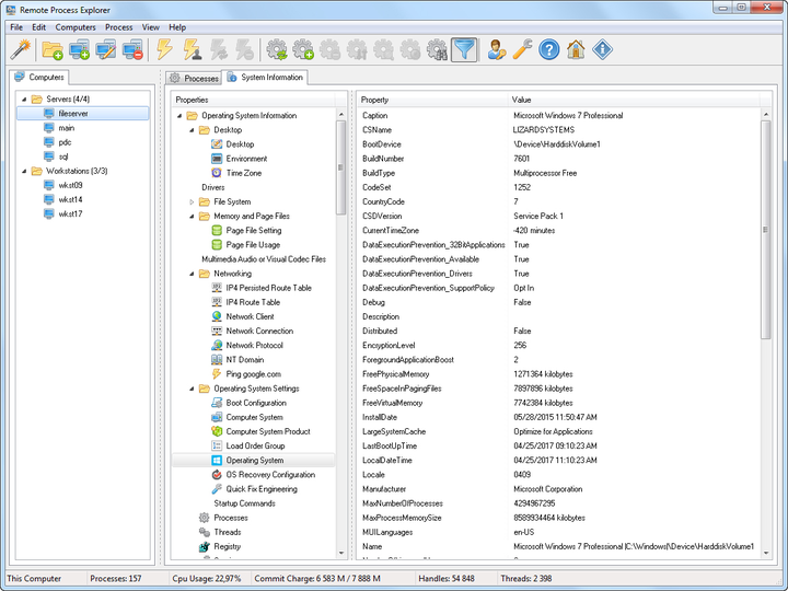 Remote Process Explorer - System Information