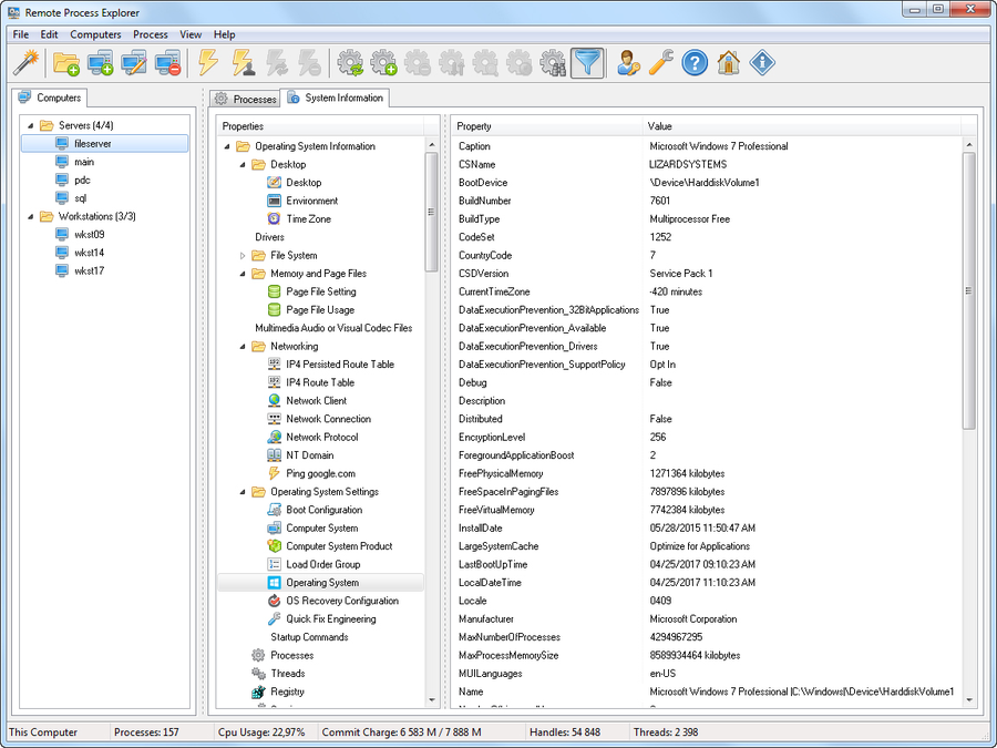 Remote Process Explorer - System Information