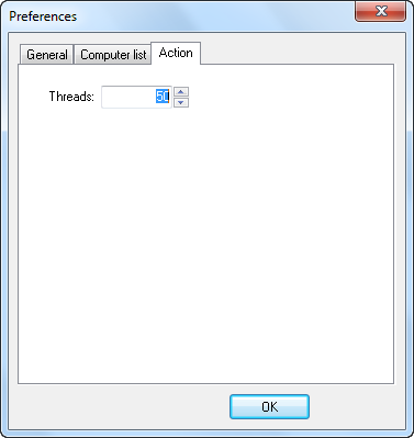 Dialog box: Preferences/Action