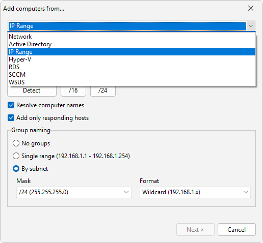 Add computers from a source