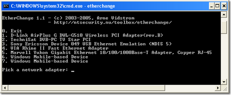 network mac address change