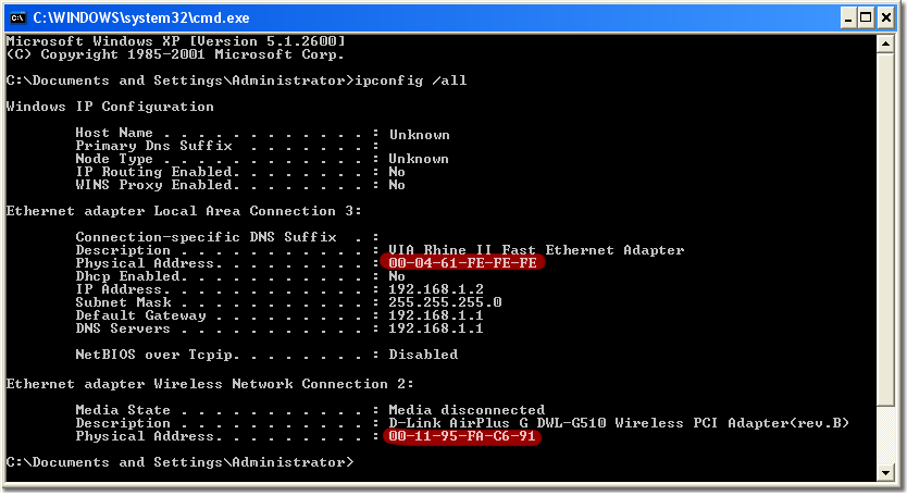 command to find mac address using ip