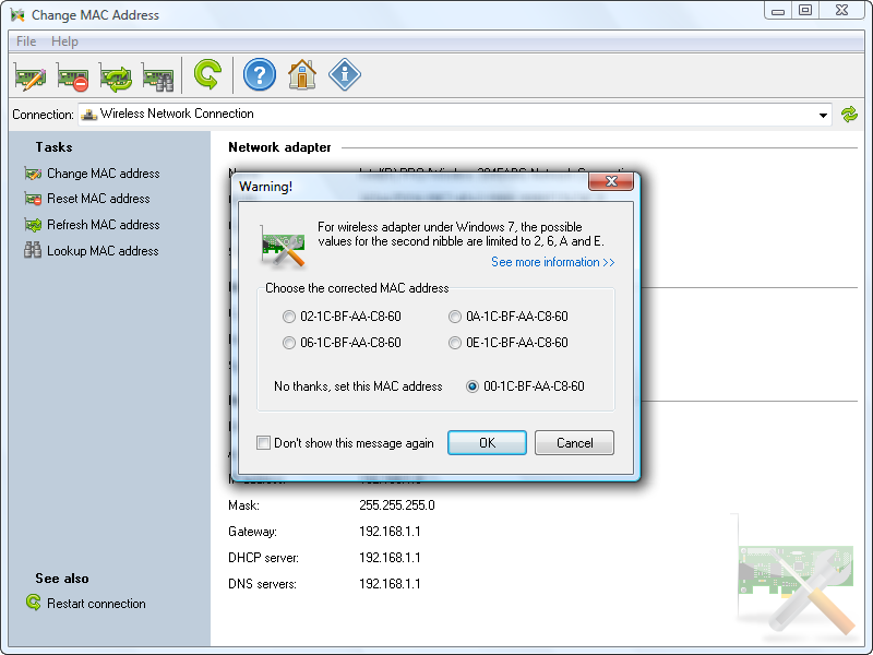 wireless mac address change