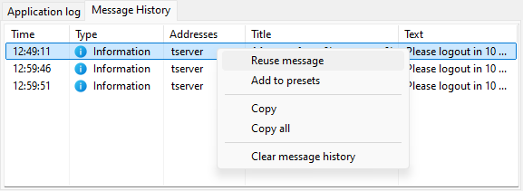 Utilizing the Message History Tab