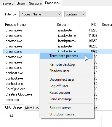 Processes tab