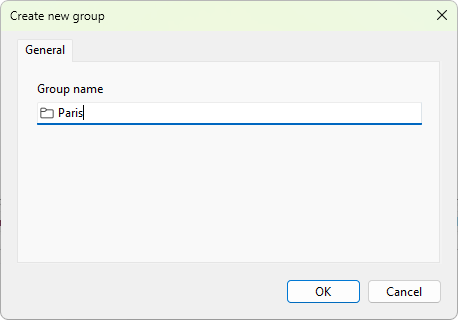 Create new group dialog