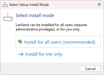 Installing LanSend