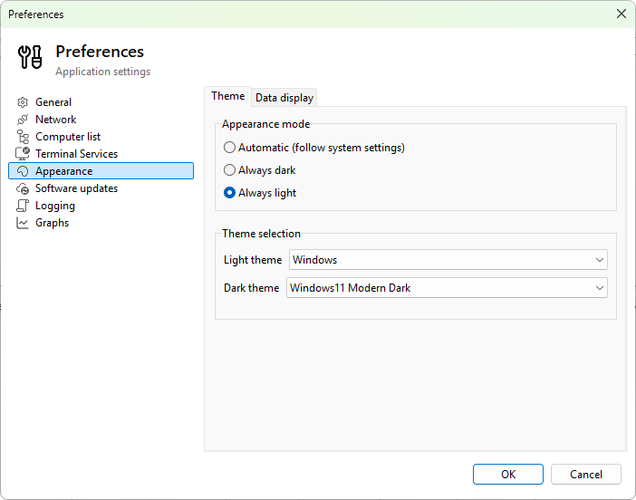 Preferences, Appearance page