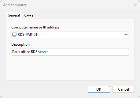 Add computer dialog