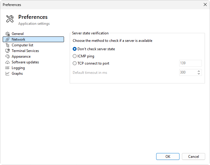 Preferences, Network page