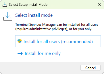 Select install mode