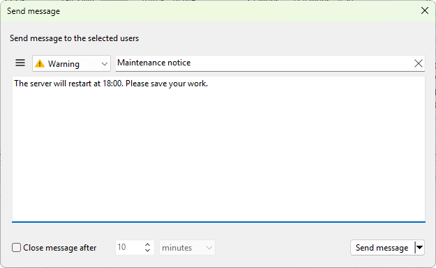 Send message dialog