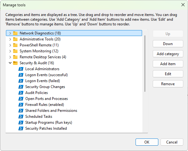 Command-line tools management dialog