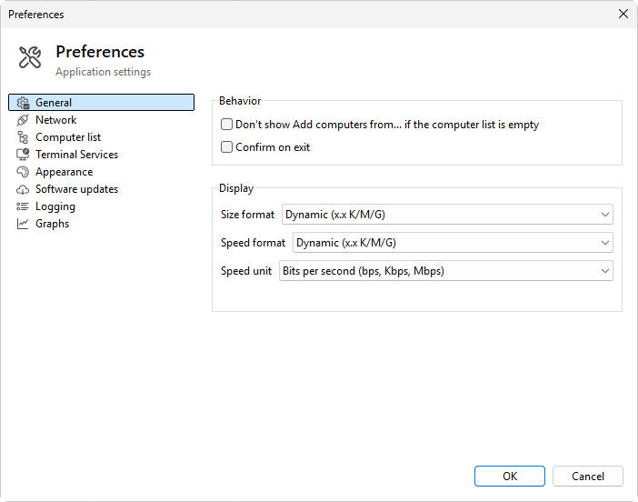 Preferences, General page