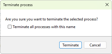 Terminate process confirmation