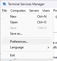 File menu with Preferences highlighted