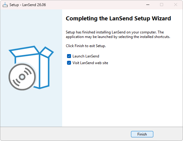 Completing the LanSend Setup Wizard