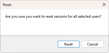 Reset confirmation dialog
