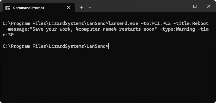 Running LanSend from the command line