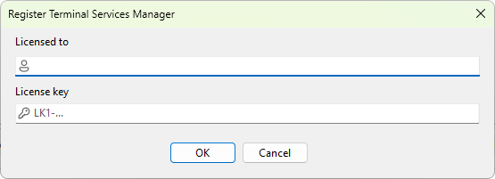 Register Terminal Services Manager dialog