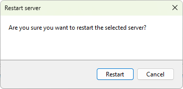 Confirm the restart; the prompt says how many servers are selected